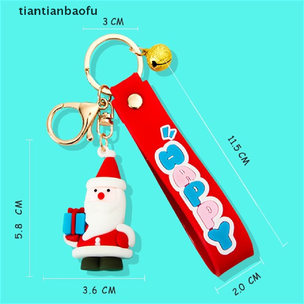 Gantungan Kunci Boneka Kartun Santa Claus Bahan Karet Lembut Untuk Hadiah Natal