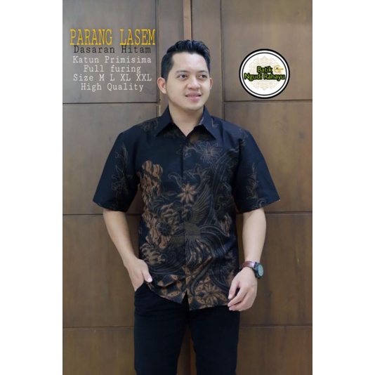BATIK Pria Modern EKSEKUTIF CAKRA LESMANA LASEM BATIK PRIA LENGAN PENDEK navy Dongker biru tua TERBA