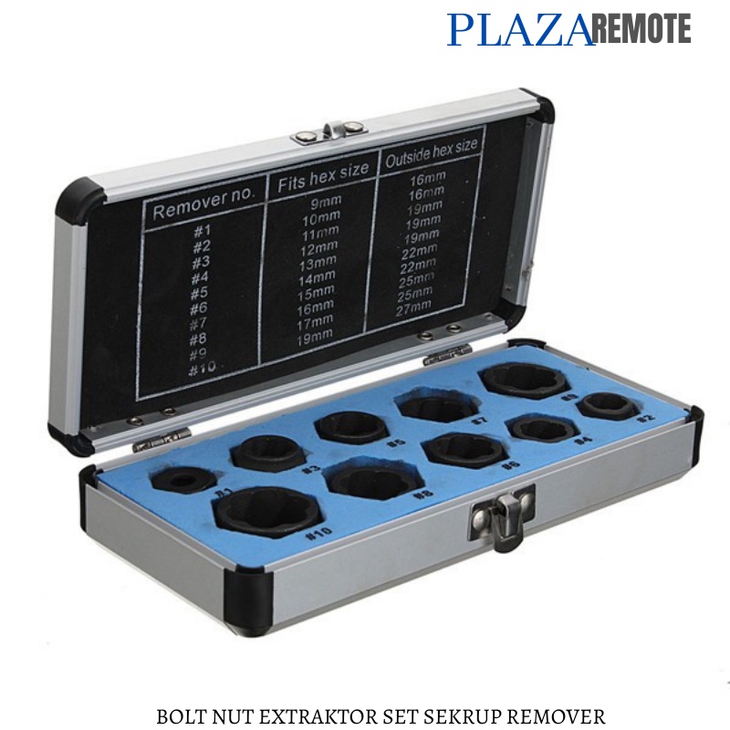 PEMBUKA BAUT MUR RUSAK BOLT NUT SHORT BOX REMOVER EXTRAKTOR ISI 10PC