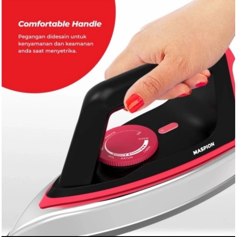 Maspion Setrika Listrik Dry Iron Anti Lengket Sole Plate HA390 350Watt