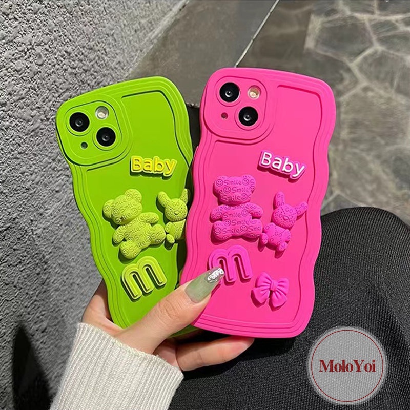 Casing iPhone 11 12 13 14 Pro MAX 7 8 + XR 14 + X XS MAX Motif Boneka Beruang 3D