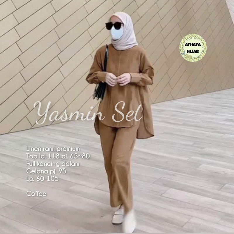 Baju Setelan Wanita Jumbo Terbaru Linen Rami LD 118 Yasmin Setcel Wanita Kekinian 2022 By Athaya Hij
