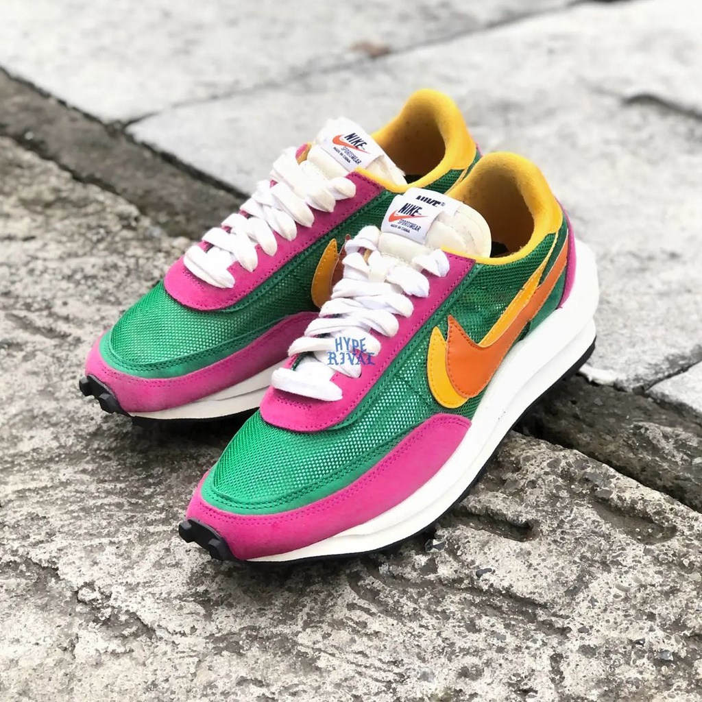 Nike x Sacai LD Waffle Pine Green Magenta Pink