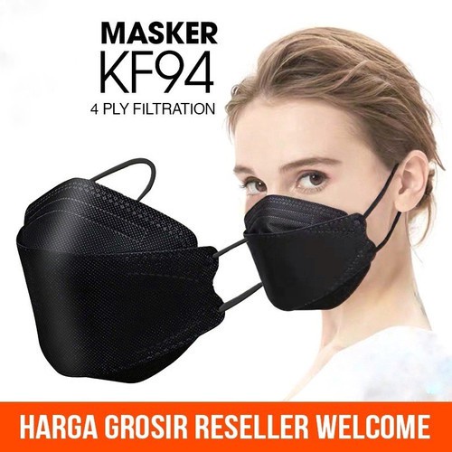 GROSIR MEDAN - MASKER KF94 ISI 10pc | MASKER KF94 KOREA 4PLY WARNA PUTIH & HITAM MASKER KF94