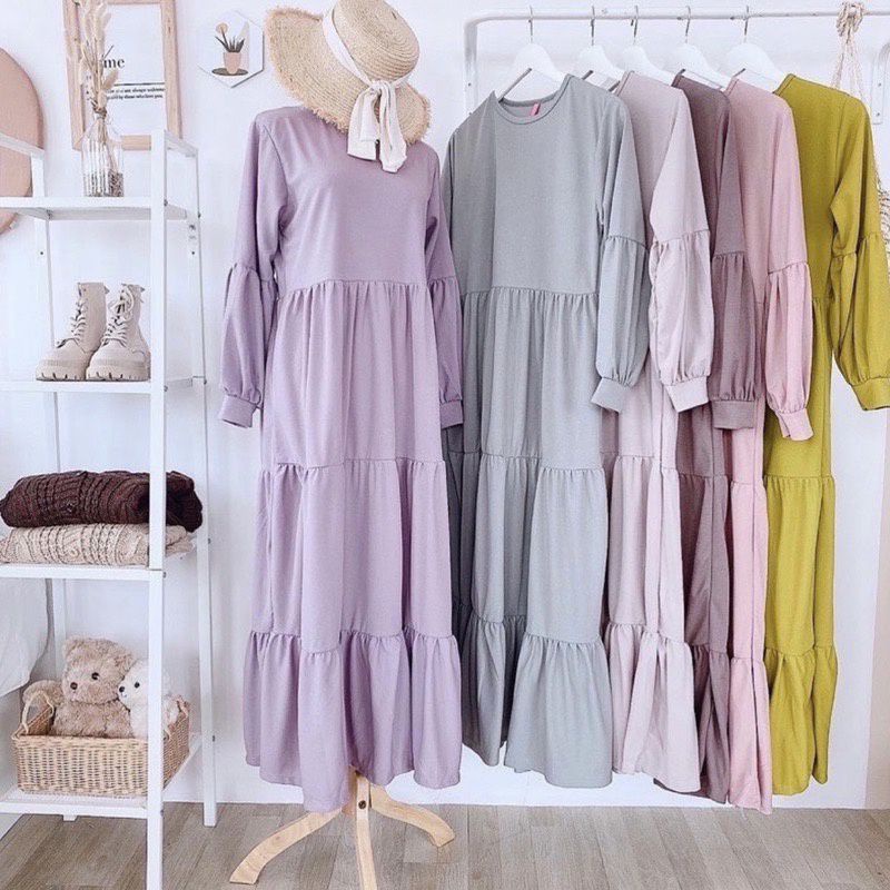 NERO MAXI DRESS - BAHAN WAFFLE SUNSCREPE