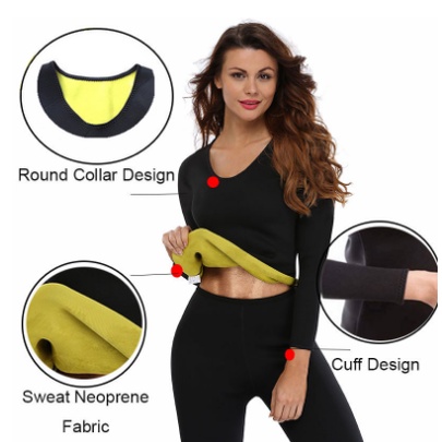 Baju Lengan Panjang Pelangsing Korset Pembakar Lemak Baju Sport Cloth Hot Shapers Suit Full Underwear