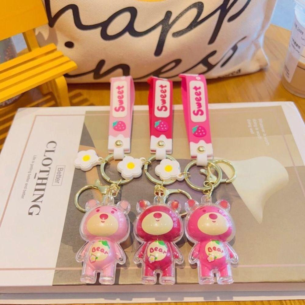 Lanfy Wanita Gantungan Kunci Lucu Kreatif Hadiah Strawberry Bear Pria Dekorasi Key Holder