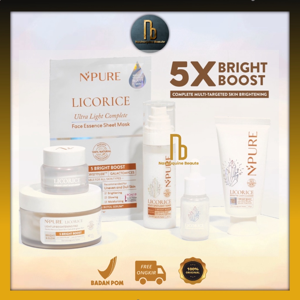 Npure Licorice Brightening Series - Cleanser Toner Light Serum - Moisturizer Clear Pad