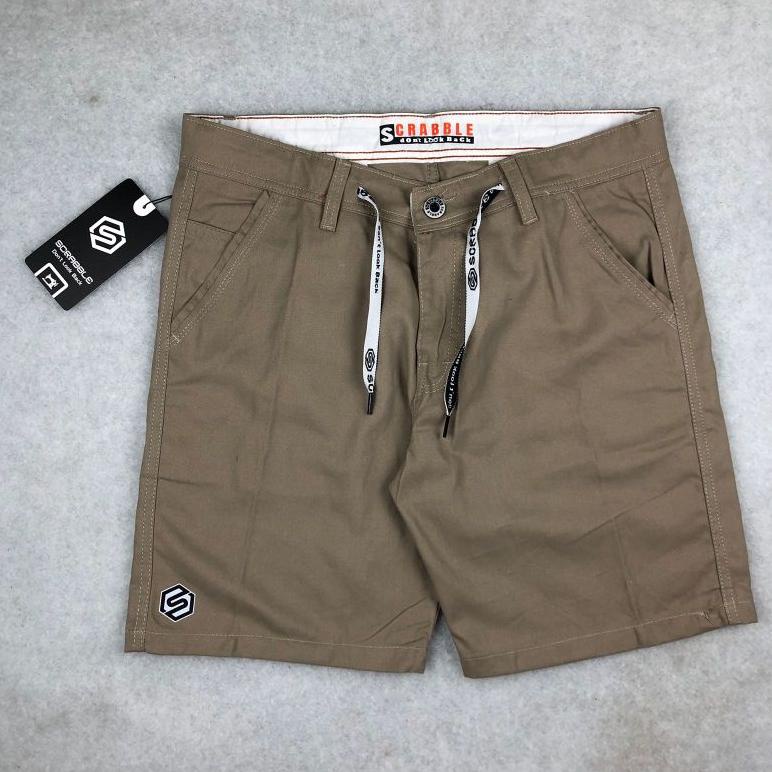 PRODUK- CELANA PENDEK ATAS LUTUT BAHAN TWIEL NON STRET ORIGINAL SCRABBLE PREMIUM .