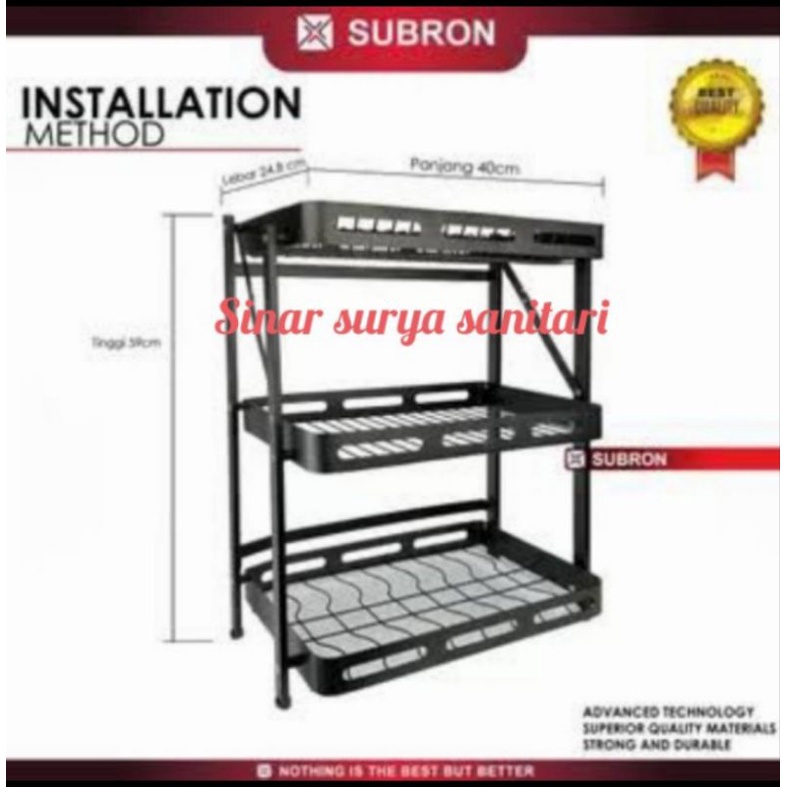 Rak piring hitam stainless 3 susun / rak piring stainless hitam