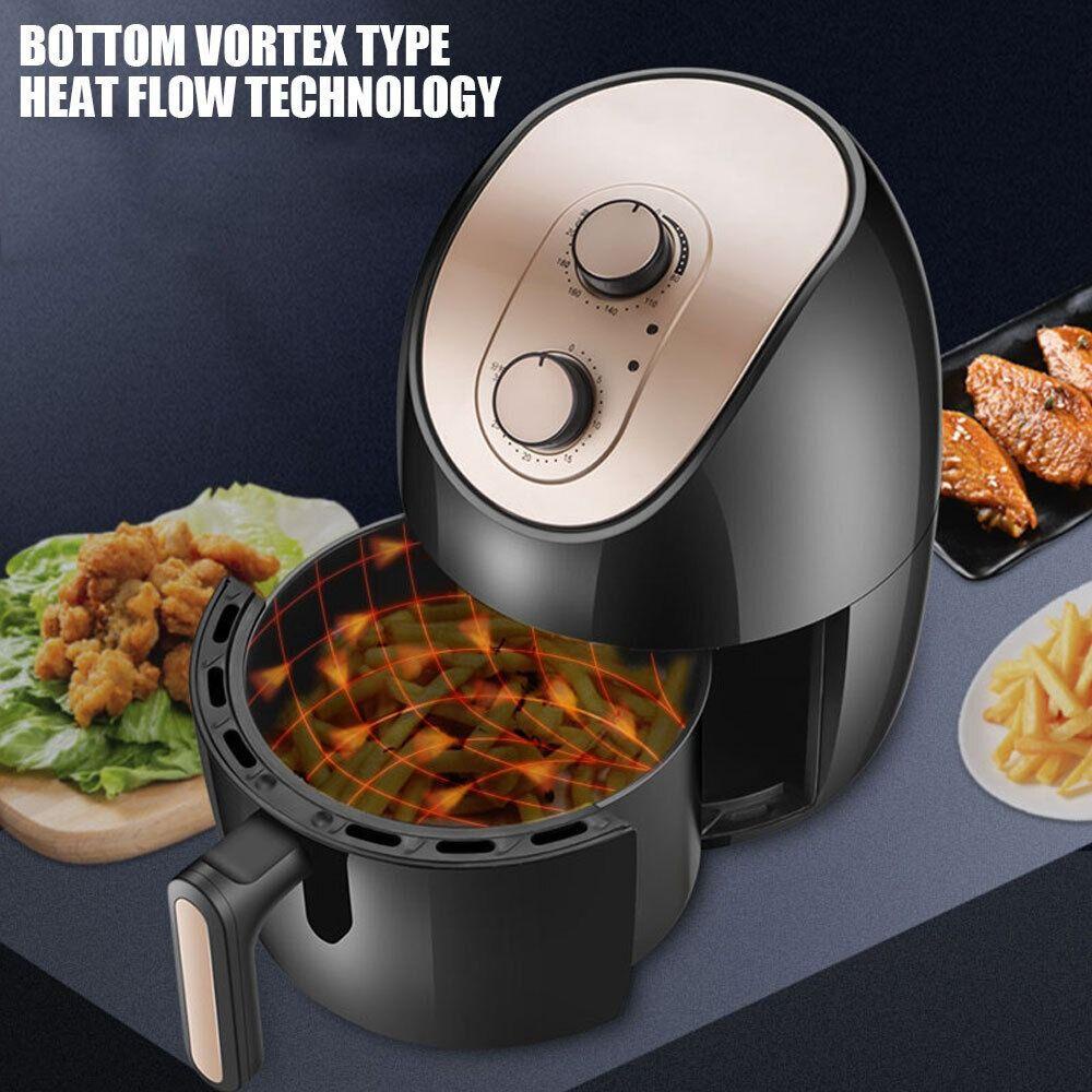 Top 4L Air Fryer Hitam Low Fat Oil Free Timer Oven Dapur