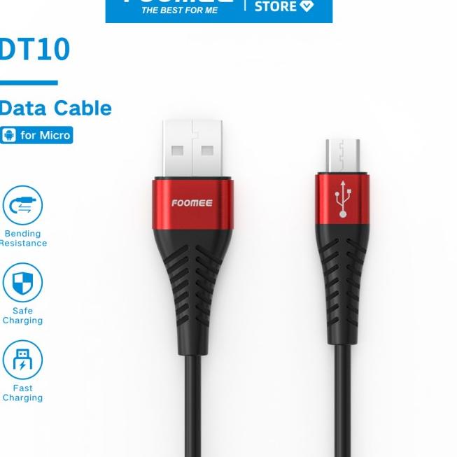 FOOMEE DL10, DQ10, DT10 Data Cable 2.4A Max 1M - Micro