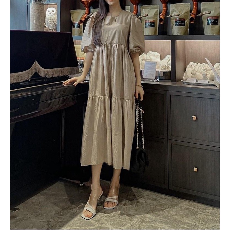Consennso poplin midi dress nude
