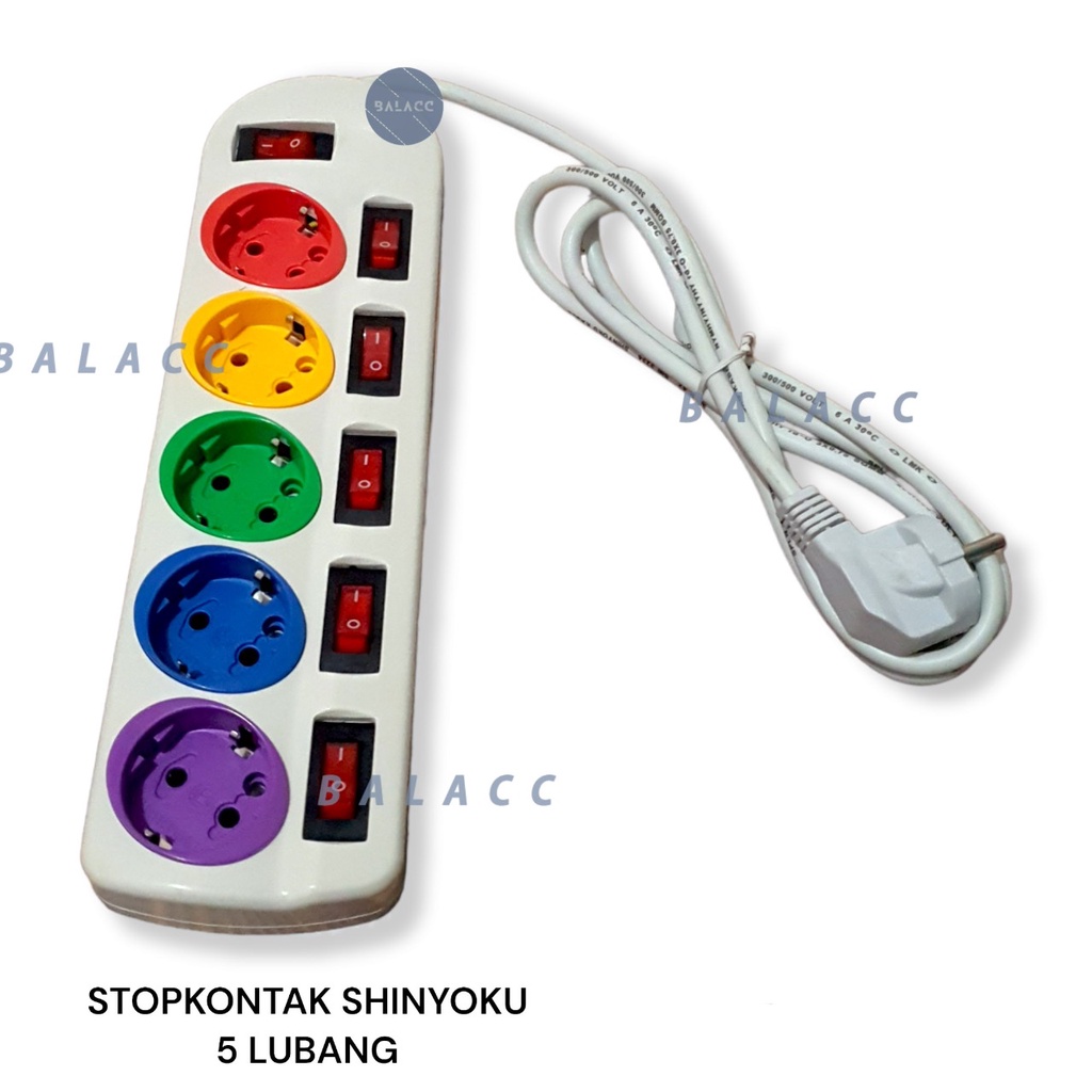 STOP KONTAK 5 LUBANG SAKLAR 1,8M SYK-286 SNI / STOP KONTAK SWITCH SHINYOKU SYK 286