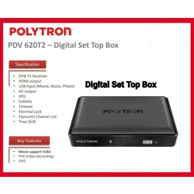 SET TOP BOX TV DIGITAL POLYTRON PDV 620T2 ORI 