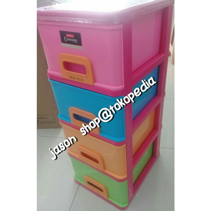 

Lemari laci plastik/Container Lion Star Infini Susun 4 stock ready