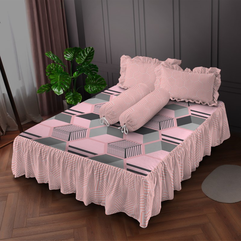Kintakun Sprei Rumbai 160/180 Rena Aesthetic Dluxe Microtex Pink