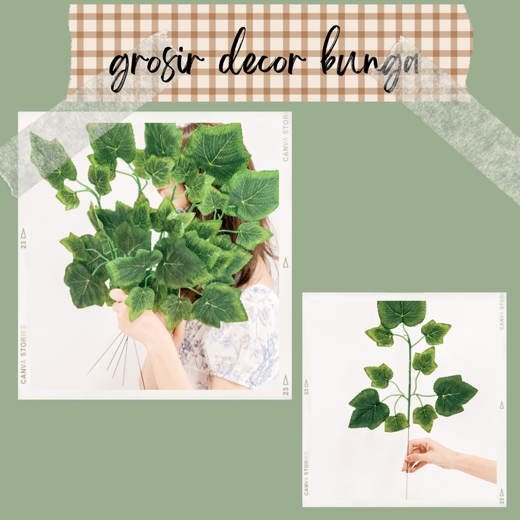 TT DAUN ANGGUR TANGKAI Plastik Dekorasi Artificial - Lusinan/palsu/dekoran/plastik/pelaminan/backdro