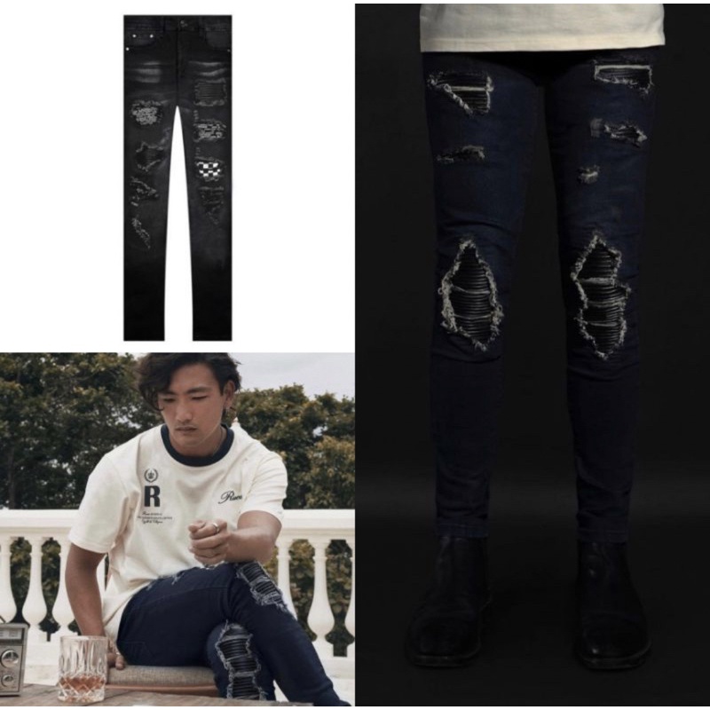 Rucas caviar hand painted X Bigetron The Art Of Pain / The King Of Snow Celana Jeans rucasxbigetron