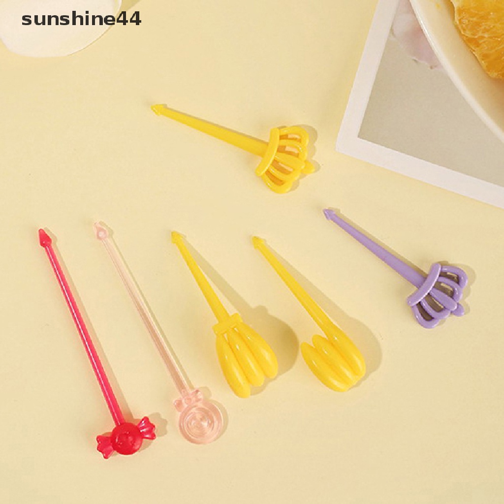 Sunshine 12 / 20Pcs Garpu Buah / Kue / Bento Mini Bahan Plastik Food Grade Untuk Dekorasi Pesta