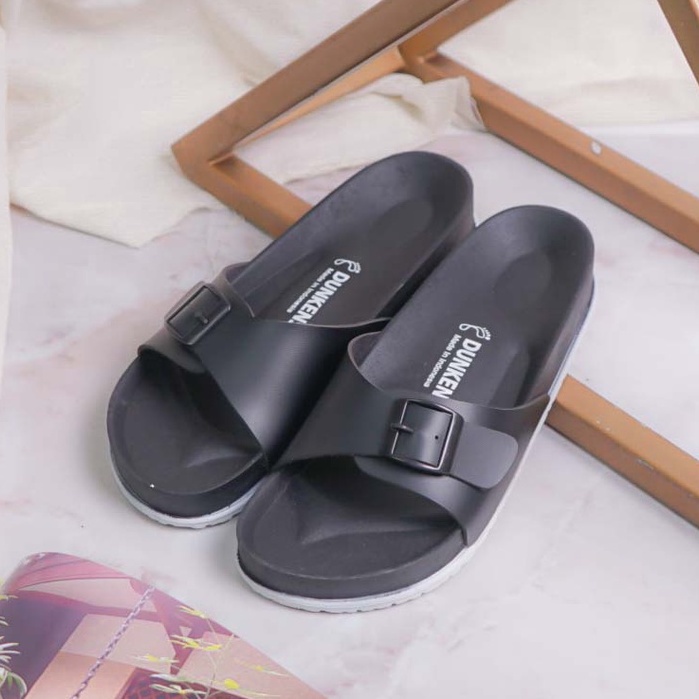 Dunkenstock AX Sandal slop wanita casual sandal selop cewek sol karet model birken gesper single strap kekinian