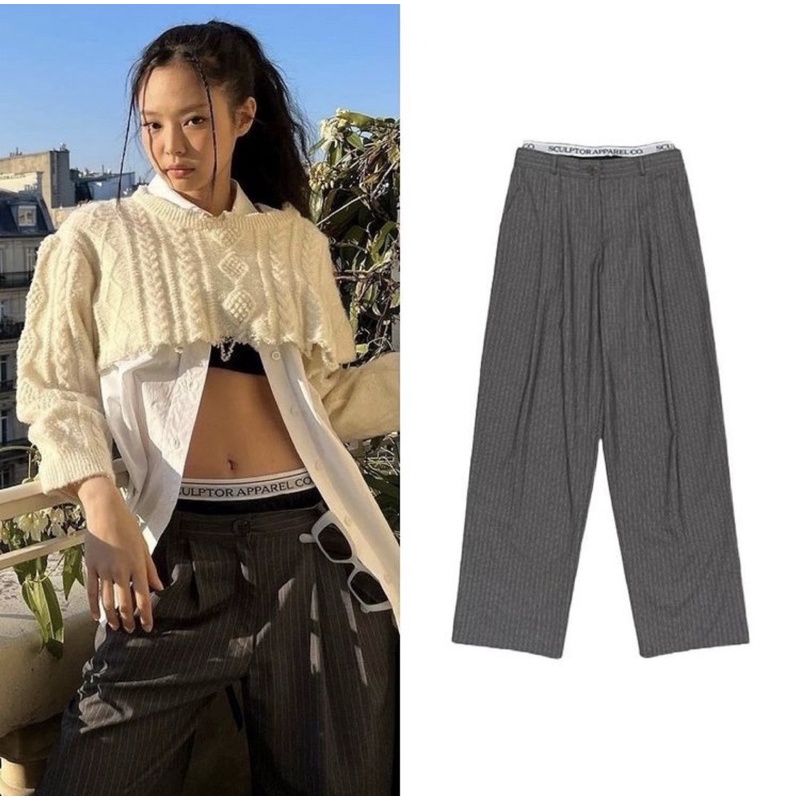 [𝗥𝗘𝗔𝗗𝗬]ETHEL COUTURE - Jennie Sculptor Pants /Bawahan Celana Panjang Wanita Blackpink Jennie Korea G