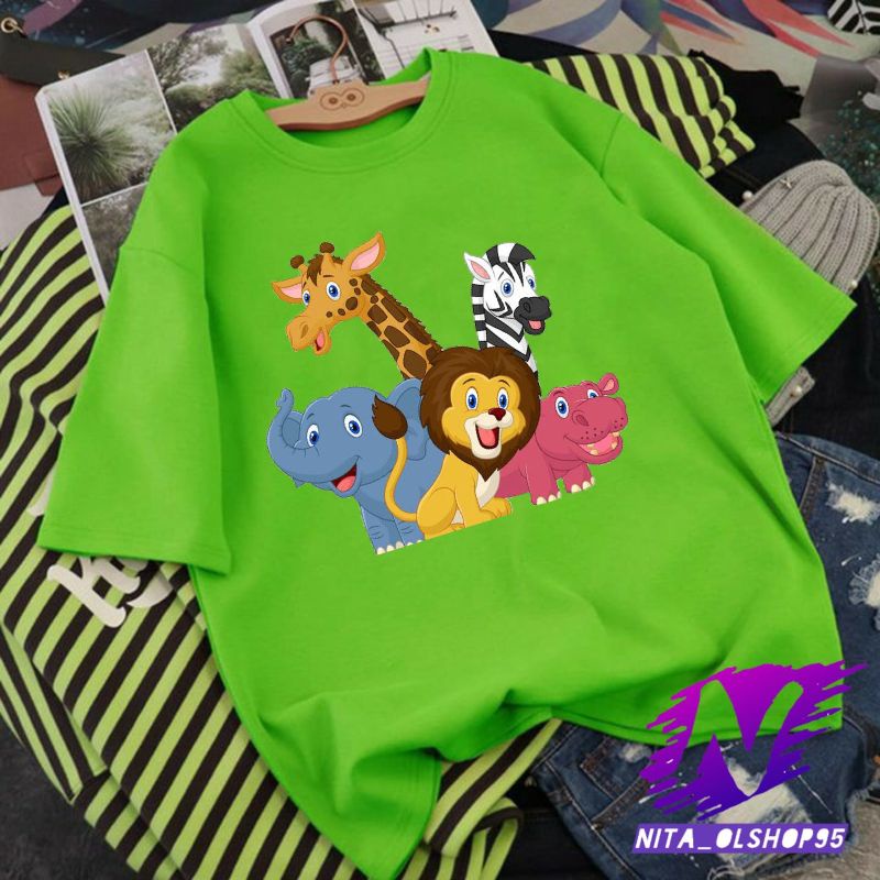 kaos anak animasi kartun hewan lucu baju anak kartun zoo lucu bahan premium