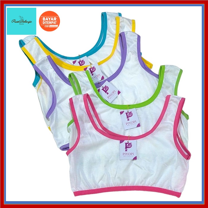 Miniset Anak Perempuan Putih Polos Tali Besar Ecer Miniset Anak Pelajar Remaja Katun