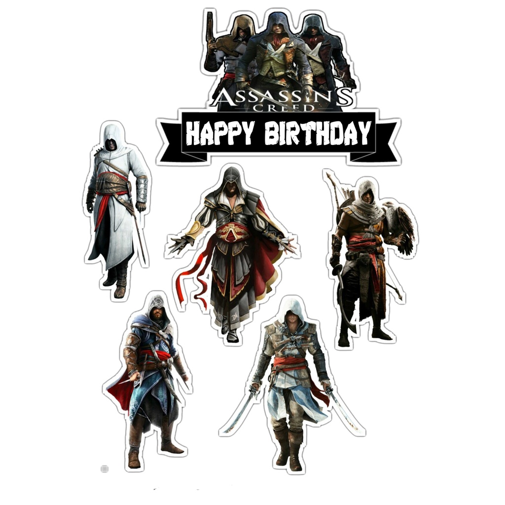

TOPPER CAKE CUSTOM TOPPER ULANG TAHUN / HIASAN KUE ASSASINS CREED
