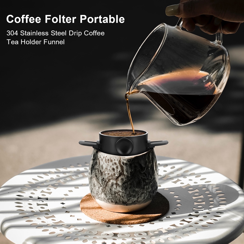 ღ Portabel Lipat Kopi Filter Kopi Reusable Saringan Kopi Teh Pemegang Stainless Steel Teh Infuser Pembuat Kopi Dripper Kopi aksesoris