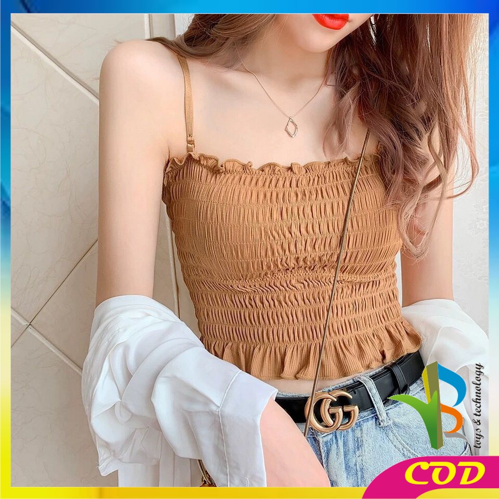 RB-P107 Tank Top Crop Top Bra Korean Style Bahan Katun / Bra Kemben Tali Bisa Lepas Pasang Bra Tangtop Fashion Wanita Tanpa Kawat