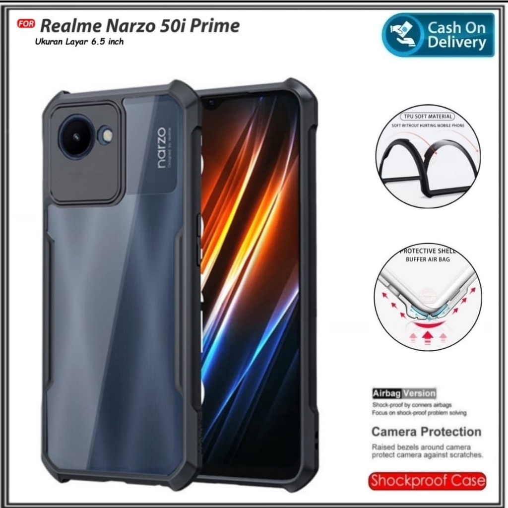 Riyanali_Shop Case Realme Narzo 50i Prime / Narzo 50 5G Soft Hard Fusion Shockprooft