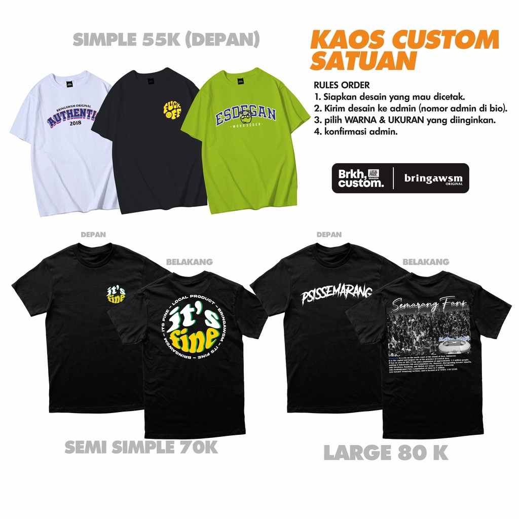 KAOS CUSTOM SATUAN DESAIN SUKA SUKA KAOS SABLON SATUAN KAOS DISTRO PREMIUM KAOS CASUAL CUSTOM BRKHCUSTIN