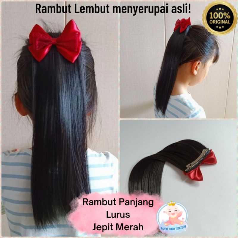 New Wig Jepit Rambut Anak Panjang Lurus Ikal Keriting Original Super Lembut