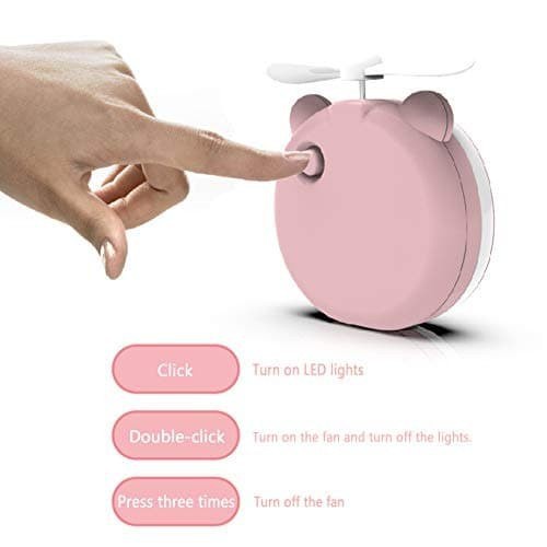 ♫ Megata ♫ A237 Kipas Makeup LED Light 3 In 1 USB Charging / Kipas Mini Fan Karakter/ Cosmetic Mirror