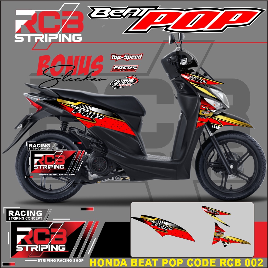 striping variasi honda beat pop/ honda beat pop / Sticker List Variasi Motor Beat Pop . RCB 002