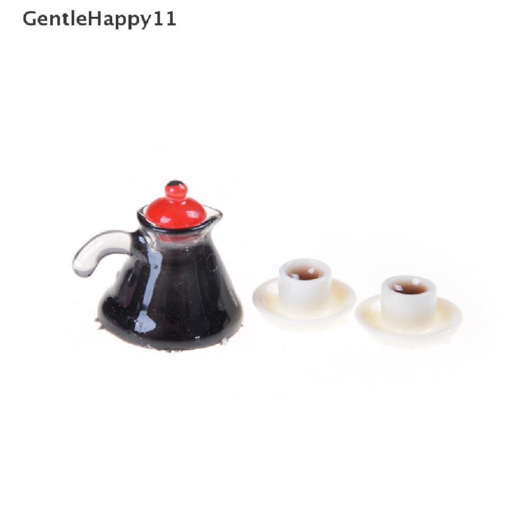 Gentlehappy 3Pcs Coffee Pot Cangkir Dan Saucer Set Rumah Boneka Miniatur Home Decor id