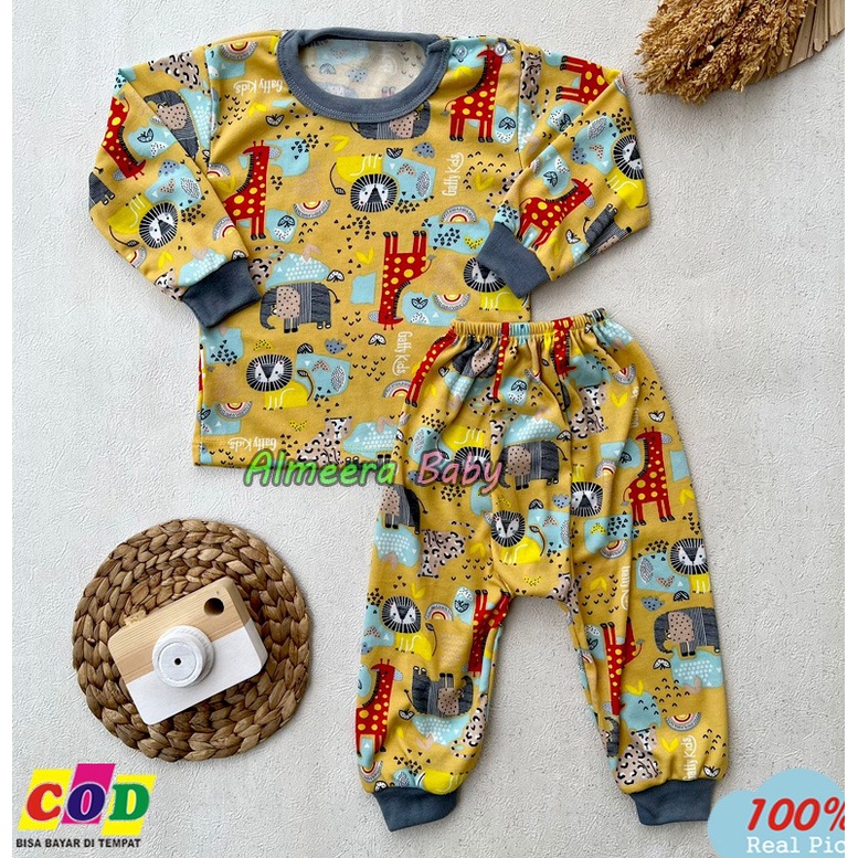 Setelan Baju Bayi Piyama Bayi Lengan Panjang Motif Laki Laki Perempuan Usia 3-12 Bulan Almeera Baby and Kids