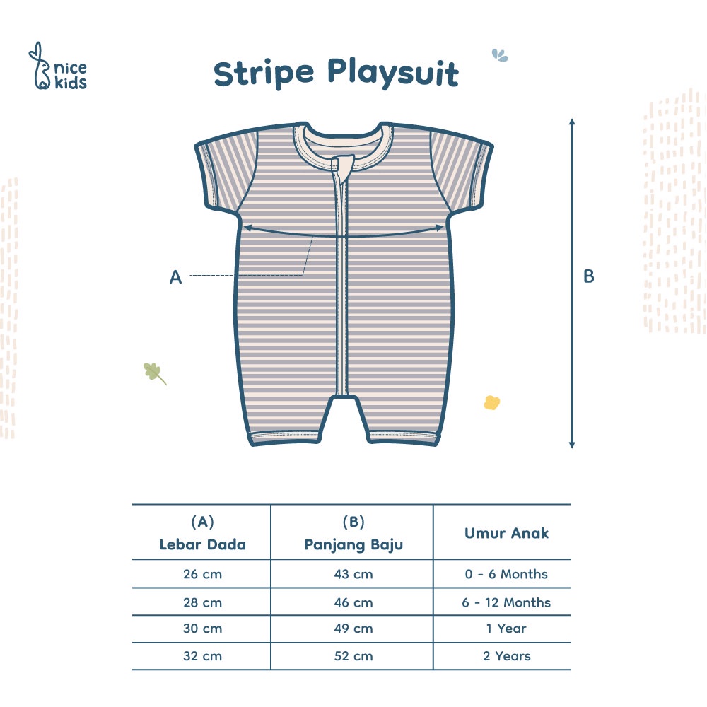 Nice Kids - Stripe Playsuit Baby (Baby Jumper Romper Onesies Bayi Baju Terusan 0-2 Tahun)