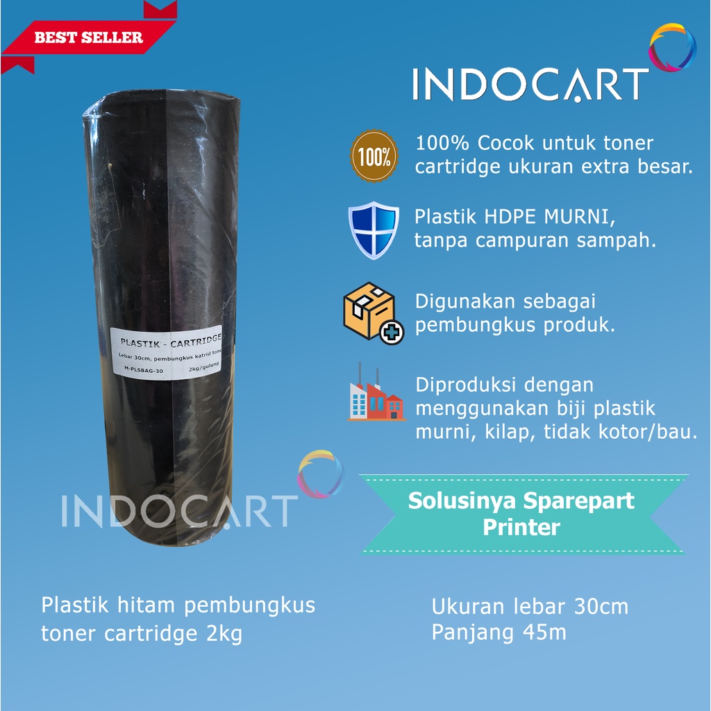 Plastik hitam-lebar 30cm-pembungkus toner cartridge-2kg-45m