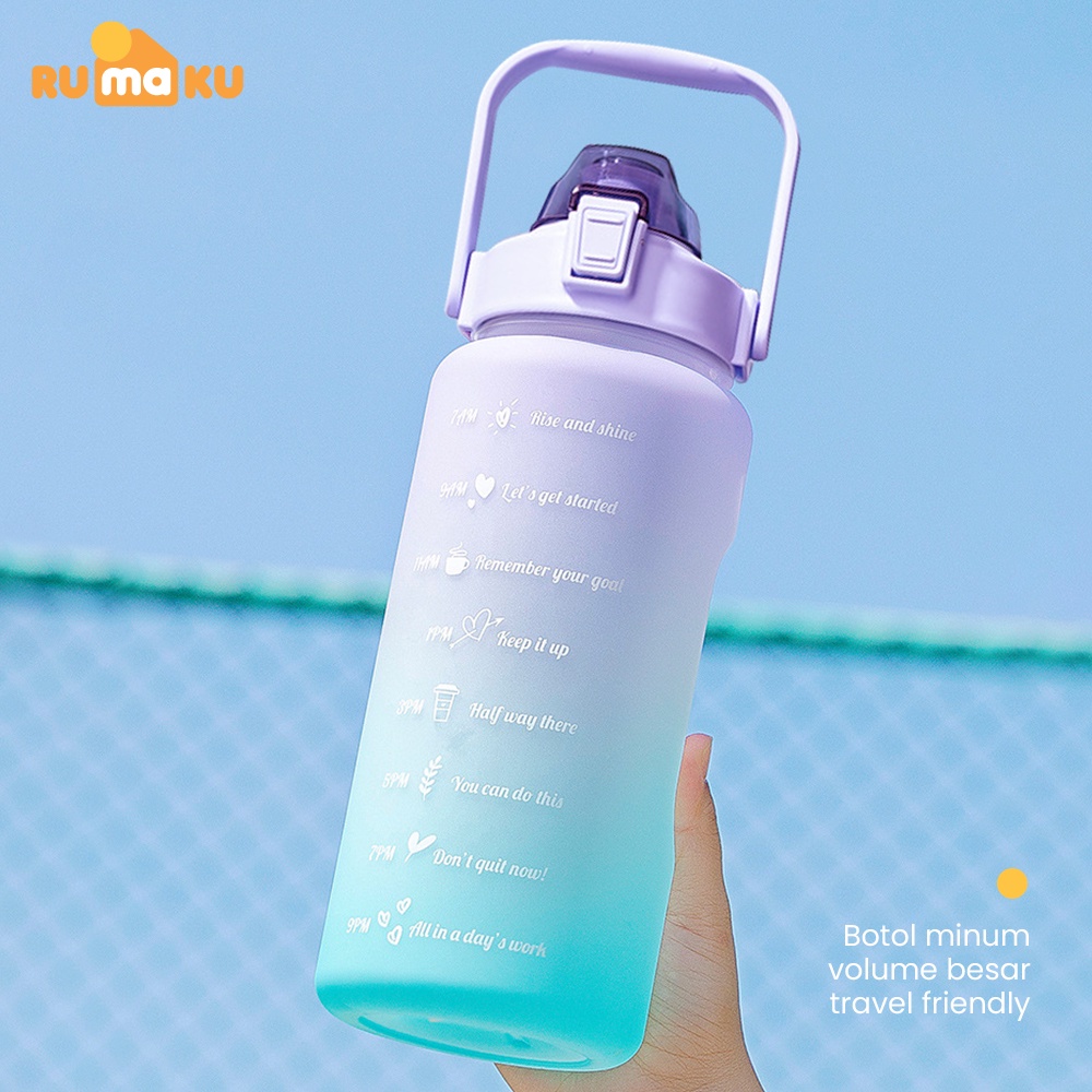 Rumaku Botol Minum Pelangi Gradasi 2 Liter Motivation Gratis Stiker 2000 mL Premium Quality