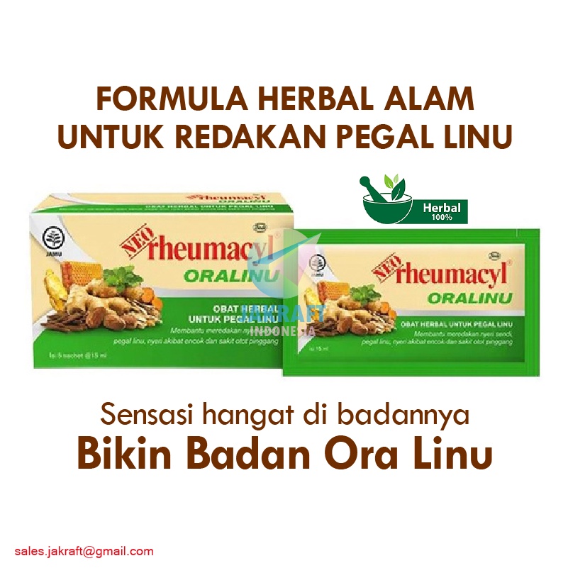 Jual Sachet Neo Rheumacyl Oralinu Obat Herbal Redakan Pegal Linu Jamu Sirup Tolak Masuk