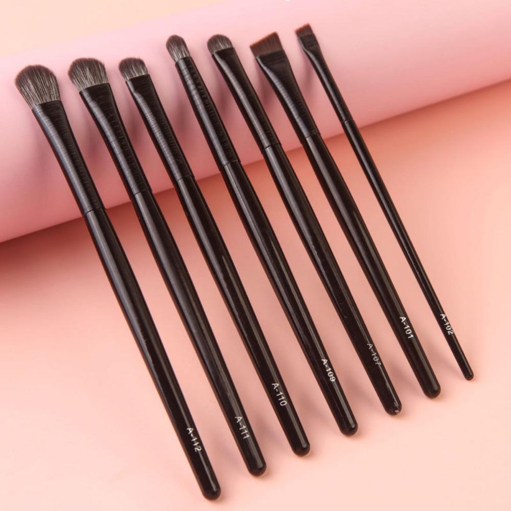 1 / 7pcs / set Brush Makeup Gagang Panjang Portable Untuk Eyeshadow