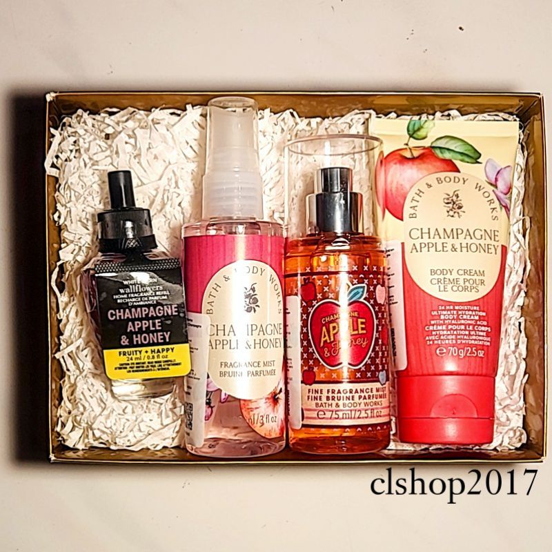 BBW CHAMPAGNE APPLE &amp; HONEY TRAVEL SIZE GIFT SET PAKET BATH &amp; BODY WORKS