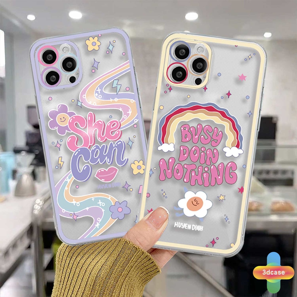 Casing Softcase TPU For IPhone 7 Plus 11 6 6S 8 Plus XR 11 12 13 PRO MAX 11 12 13 X XS MAX Se 2020 6SPlus 7Plus 6Plus 8Plus XSMAX A15 A16 A9 A5 A7 A5S Y12 Y20 Y15S A12 A03 Aksen Tulisan Inggris