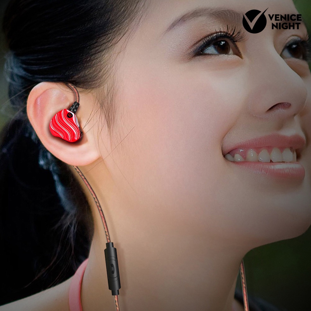 (VNEP) (Berkabel) QKZ KD4 In-Ear Bass HiFi Dual Unit Earphone Menjalankan Olahraga Headphone