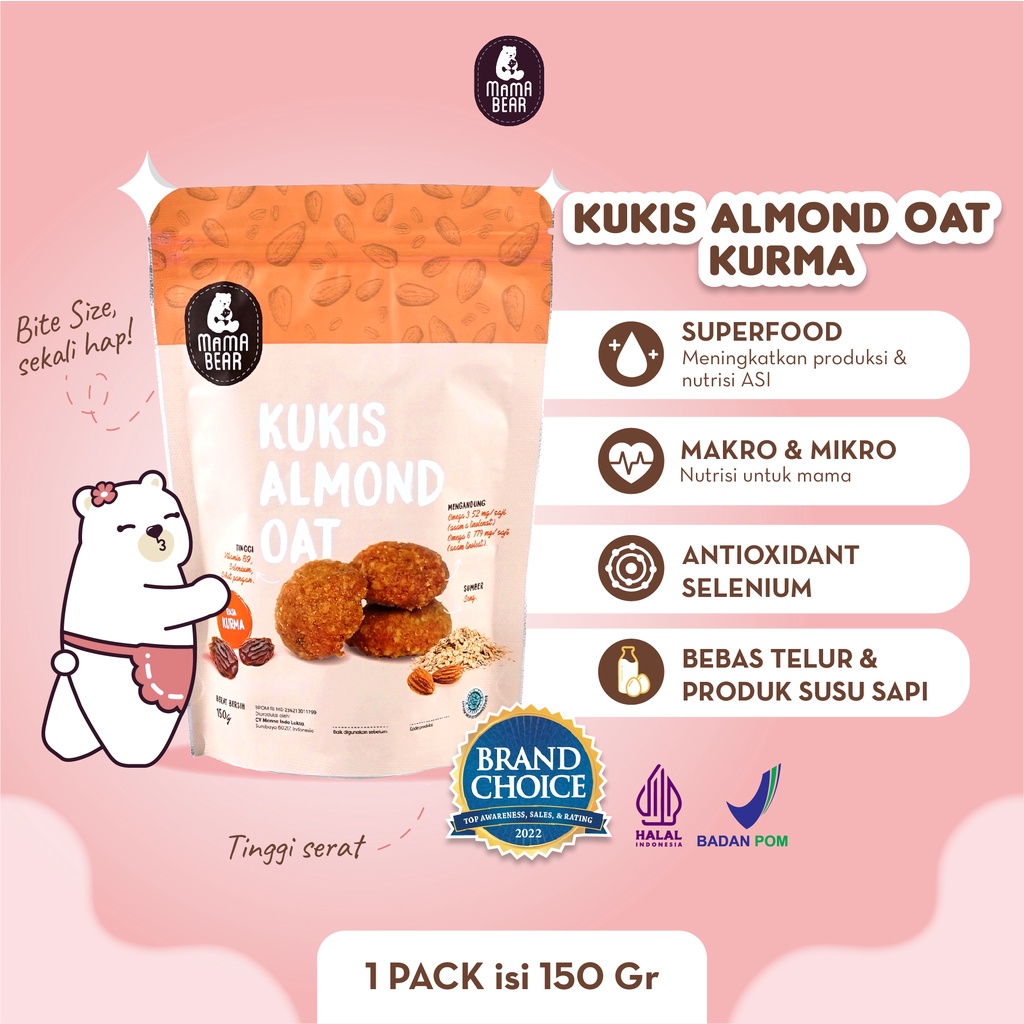 MAMABEAR Kukis Almond Oat Pelancar ASI | Mama Bear Kukis Cookies ASI Booster