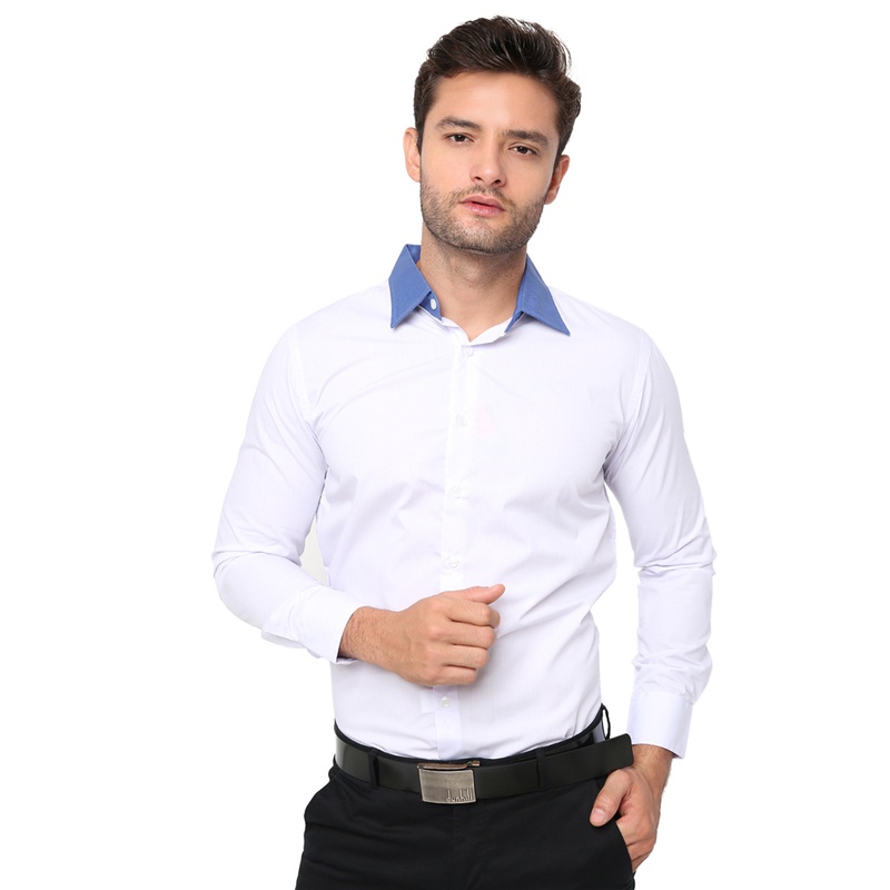 Kemeja Pria Polos Slim Fit Panjang Katun - Banyak Pilihan Warna LNG (COMB)