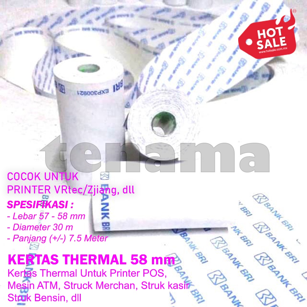 Kertas Thermal Logo BRI 58 x 30 mm Kertas Struk Printer Thermal