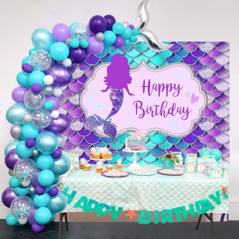 150 X 100 Cm Mermaid Banner/Mermaid Backdrop/Tema Putri Duyung Ulang Tahun